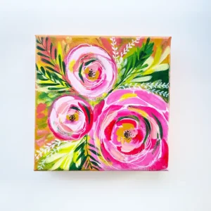 Maleri Colorful Florals 20 x 20 cm