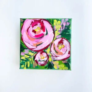 Maleri Pink roses 15 x 15 cm