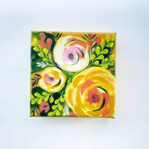 Maleri Yellow flowers 15 x 15 cm