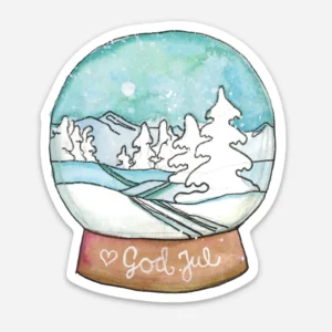 God jul Snowglobe – Klistremerke til mobil, vannflaske, laptop og annet