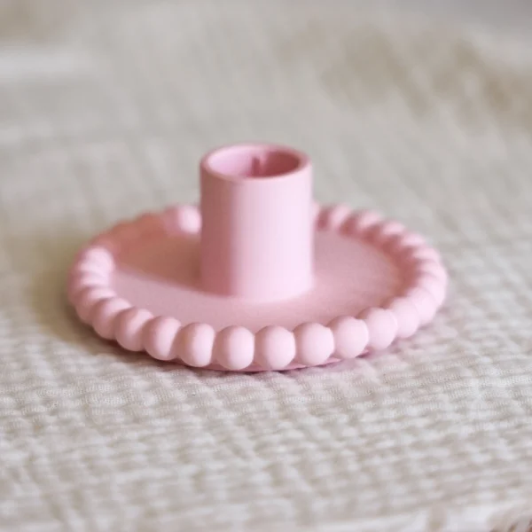 Lysestake med boblekant i fargen rosa
