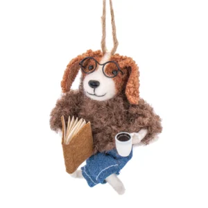 juletrepynt hund med kaffekopp